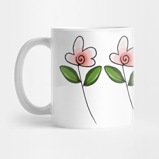 Pretty Pink Flowers All In A Row Mug